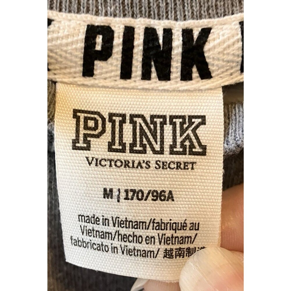 Victoria's Secret Y2K Vintage Sleeve Dog Sweatshirt Small Gray Rainbow Logo Sz M - Picture 4 of 9